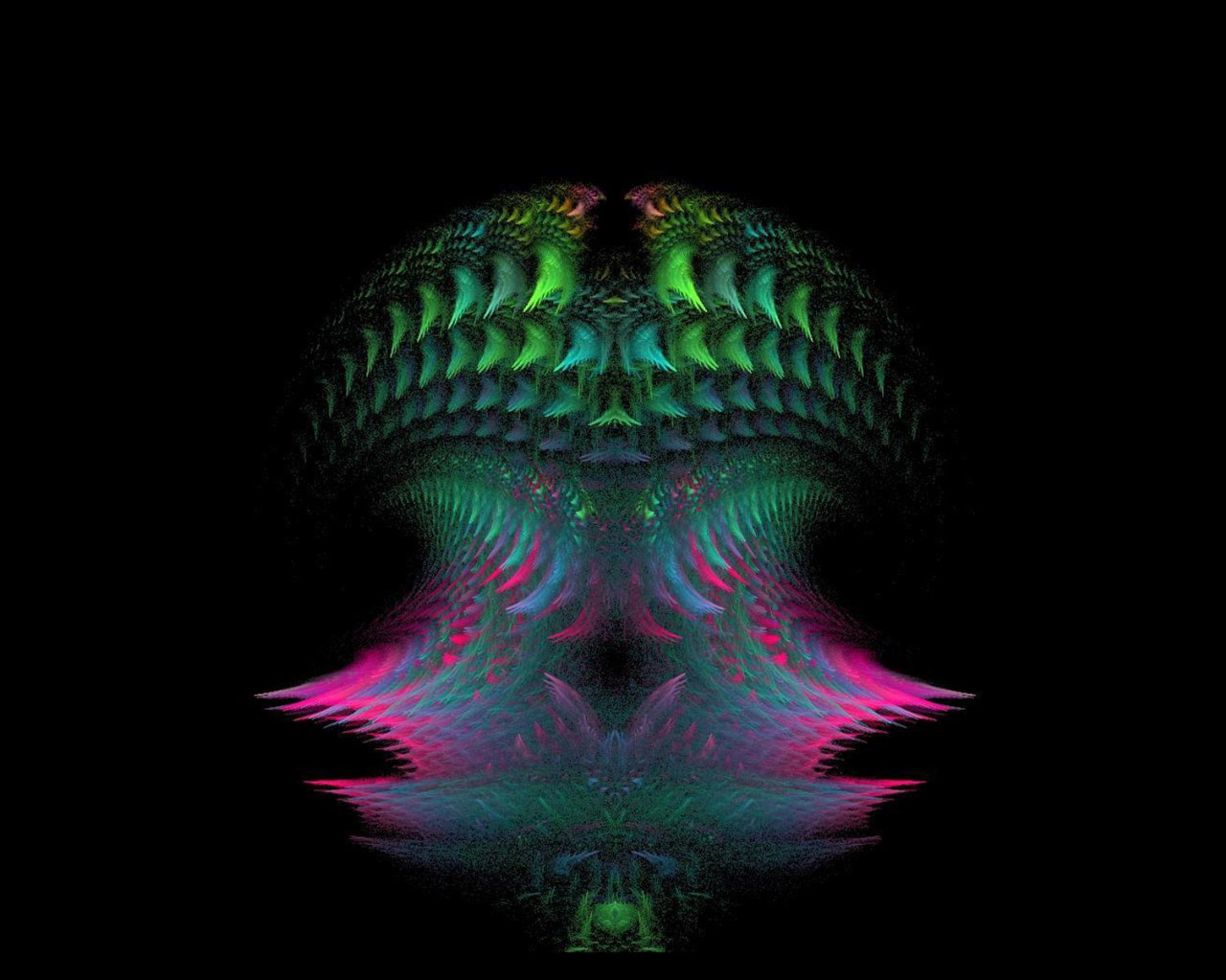 fractal in bright colours in feathery shapes