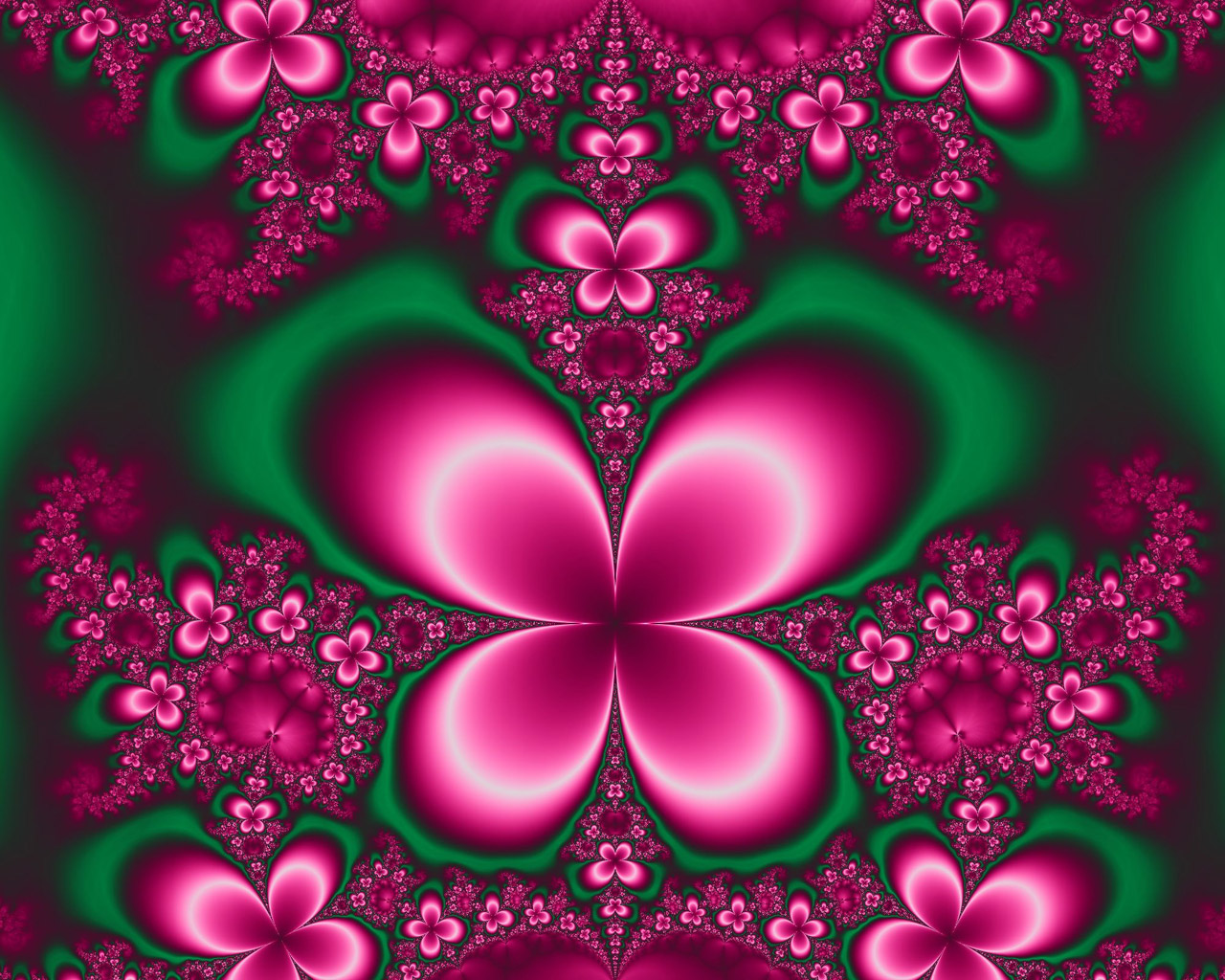 Fractal design of pink butterflies in the garden
