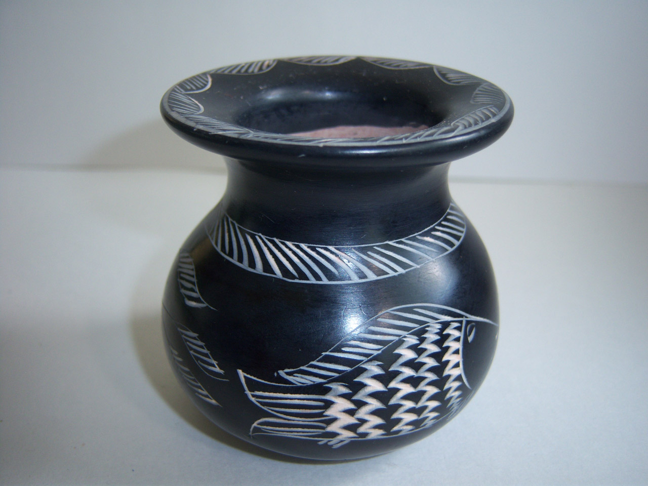 Carved Black African Vase