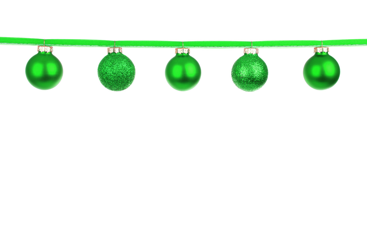 Green Baubles On A Ribbon
