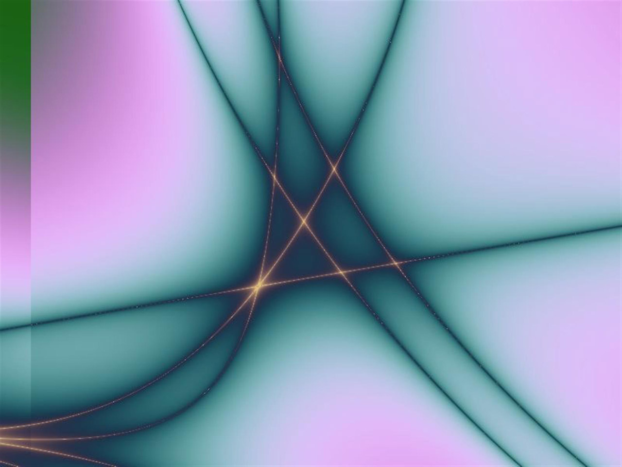 Fractal of lines in green on pink