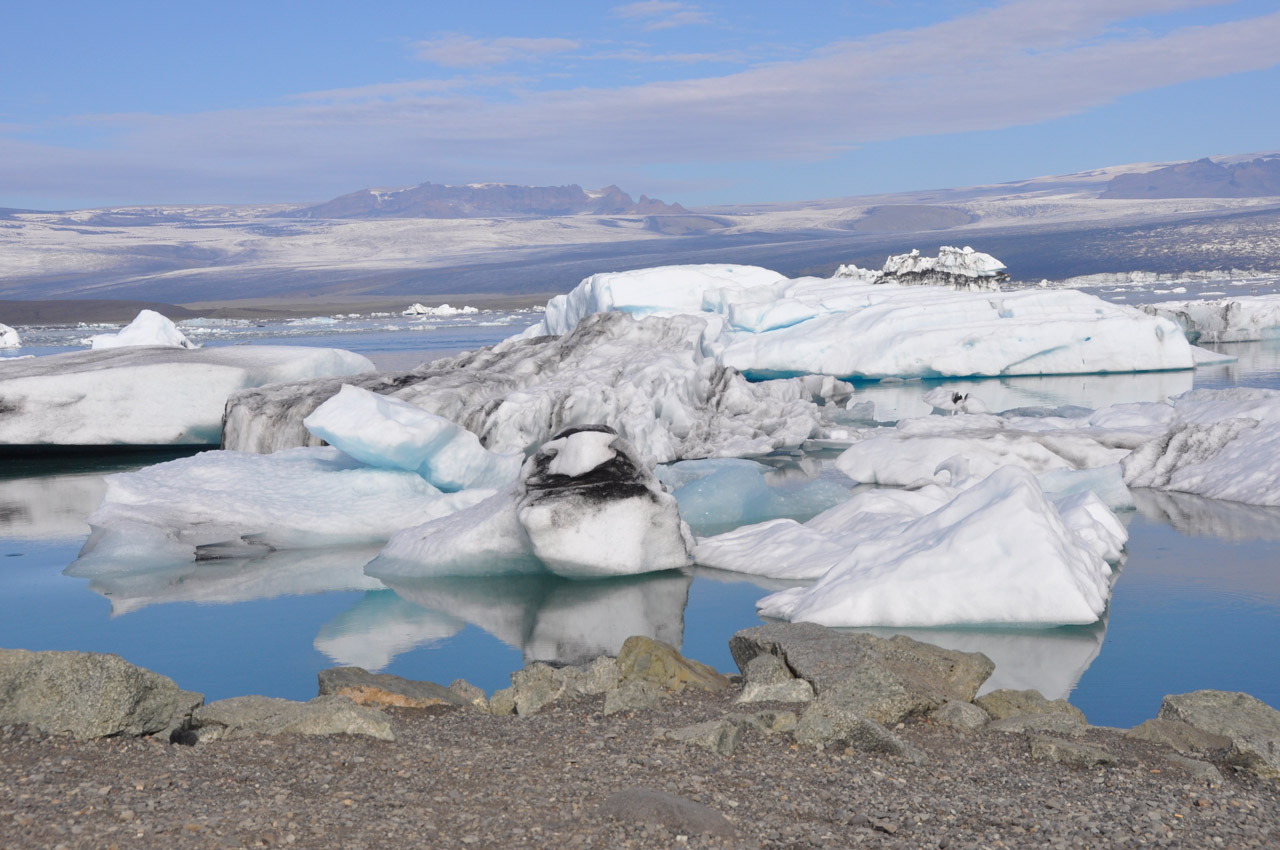 Icelandic glacier flowing down to the sea