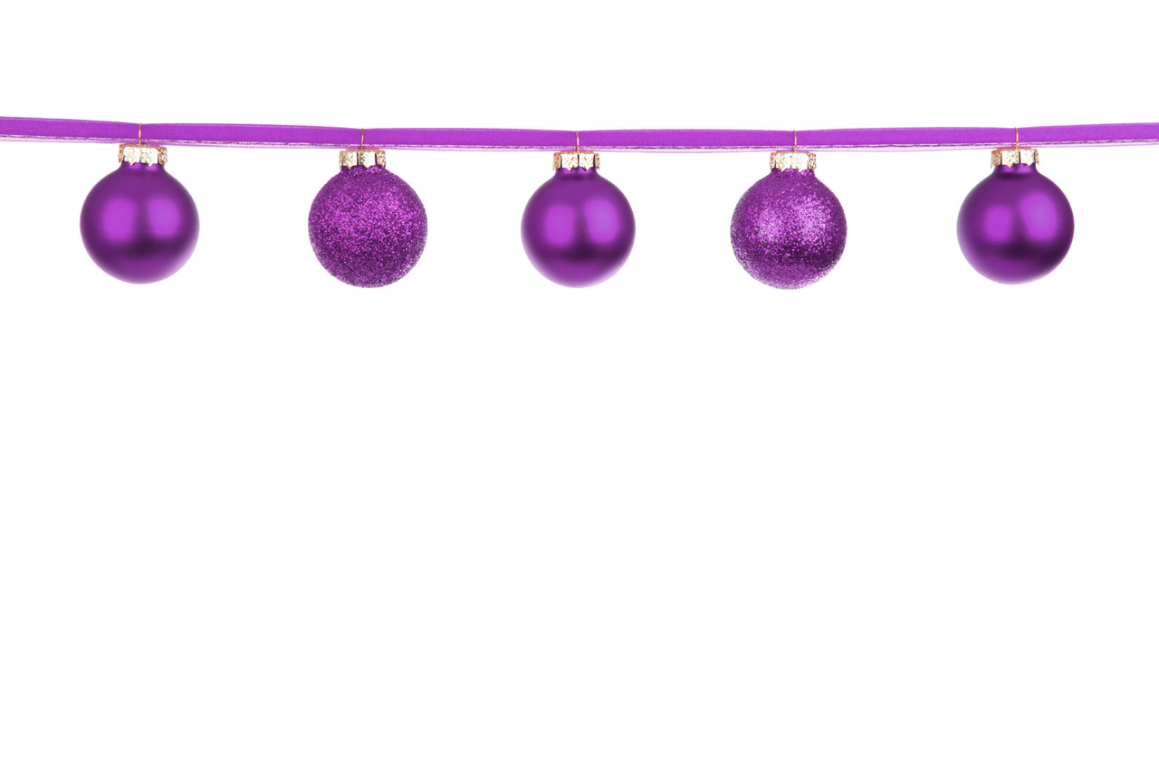 Purple Baubles On A Ribbon