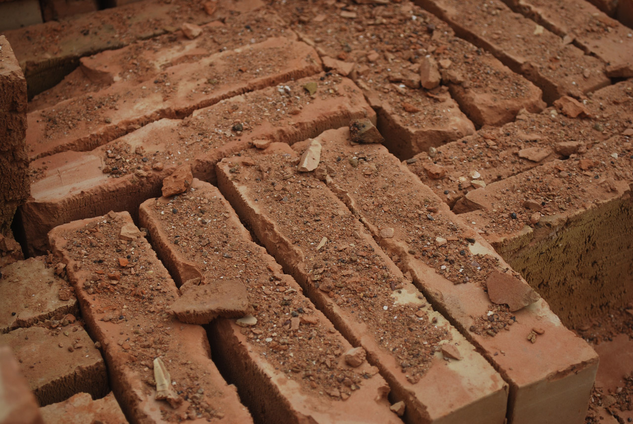 close view of red bricks