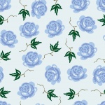 Floral Roses Wallpaper Blue