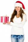Santa Girl With A Christmas Gift