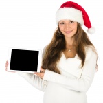 Santa Girl With A Tablet