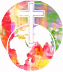 Watercolour Cross And World
