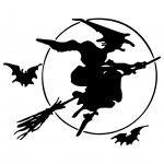 Witch On Broomstick Silhouette