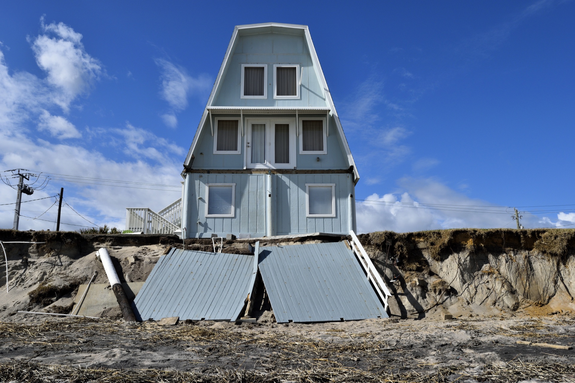 Beach home damage by Hurricane Matthew
