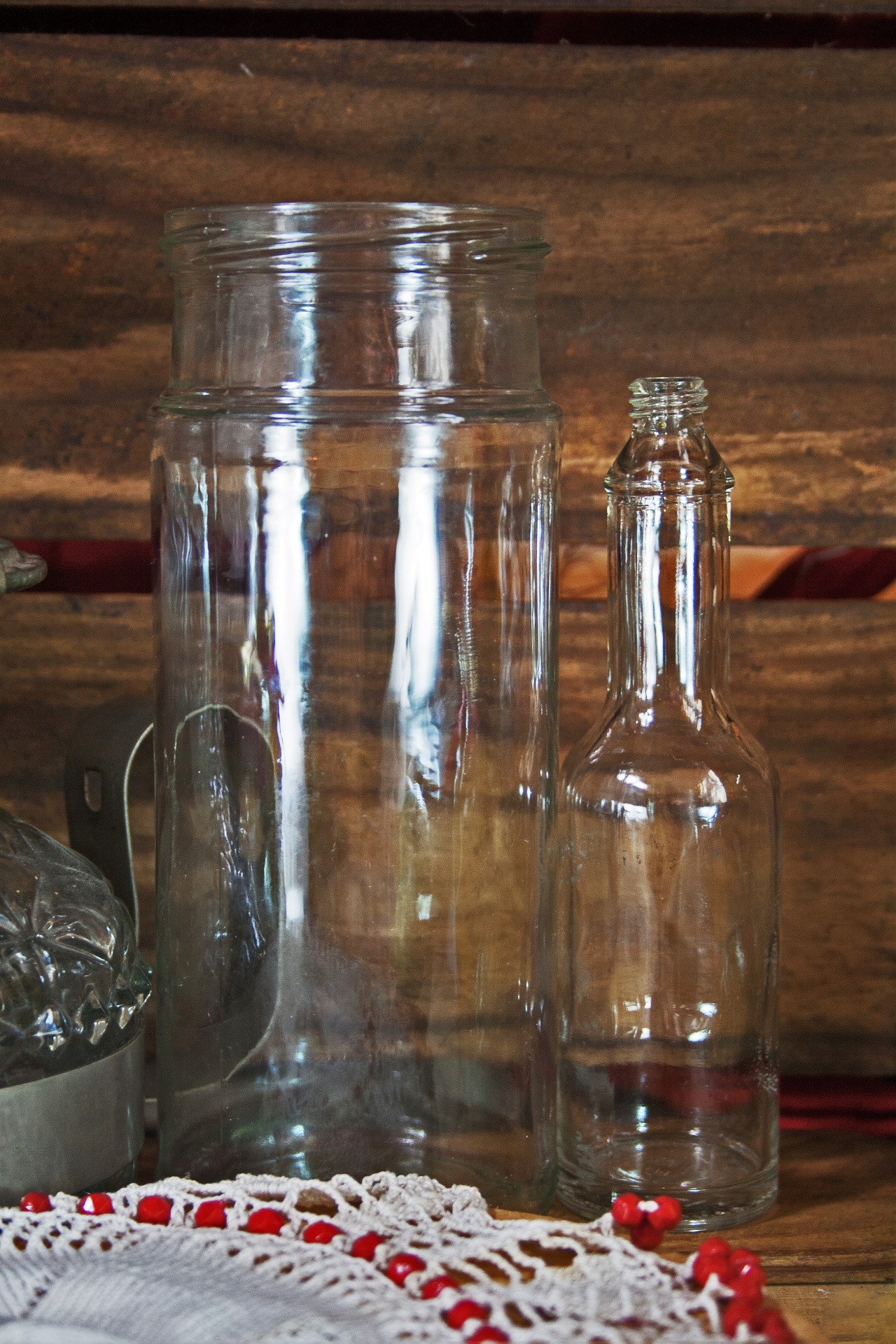 Glass Jars With Doily