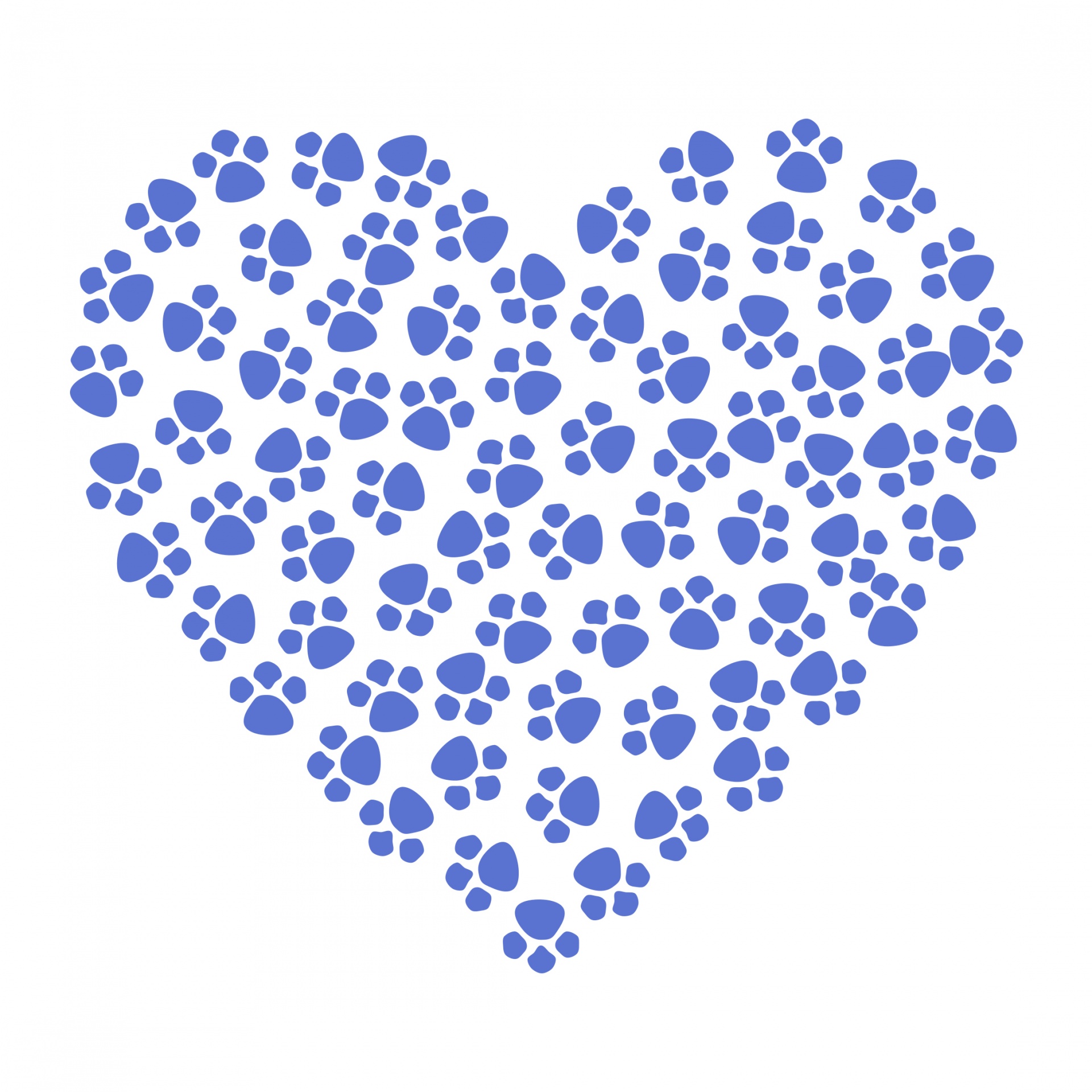 Paw Prints Heart Blue