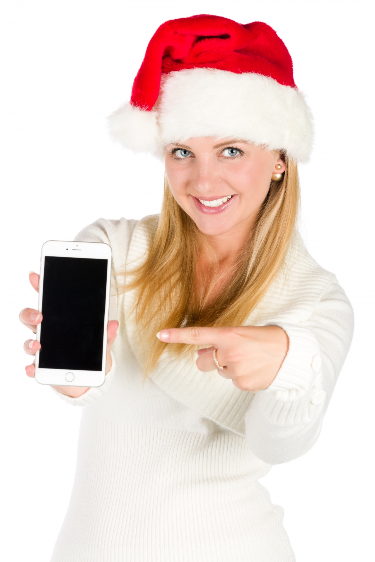 Santa Woman With A Cell Phone
