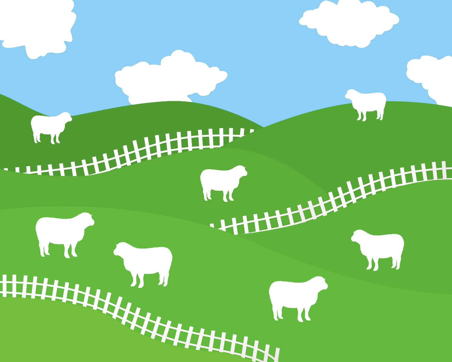 Sheep Farm Landscape Illustration