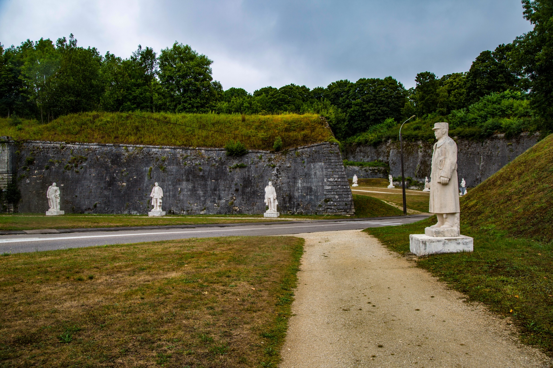 France, Meuse, Verdun, Carrefour des Marechaux (the Marshals' Crossroads), monumental statues of generals and marshals