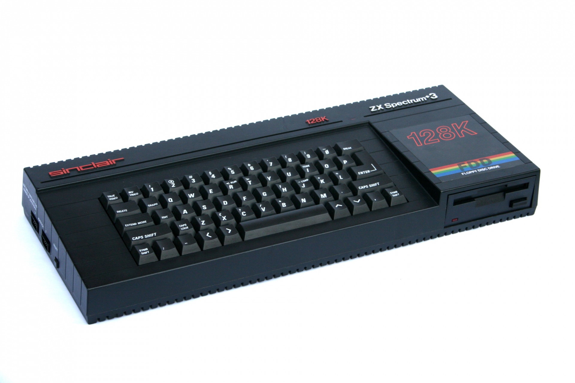Sinclair ZX Spectrum +3 against a white backgroun