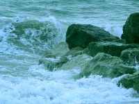 Ocean Waves Crashing On Rocks