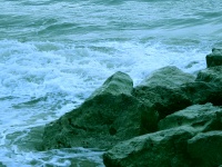 Ocean Waves Crashing On Rocks