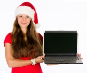 Santa Woman With A Laptop