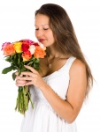 Woman With Flowers Bouquet