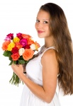 Woman With Flowers Bouquet