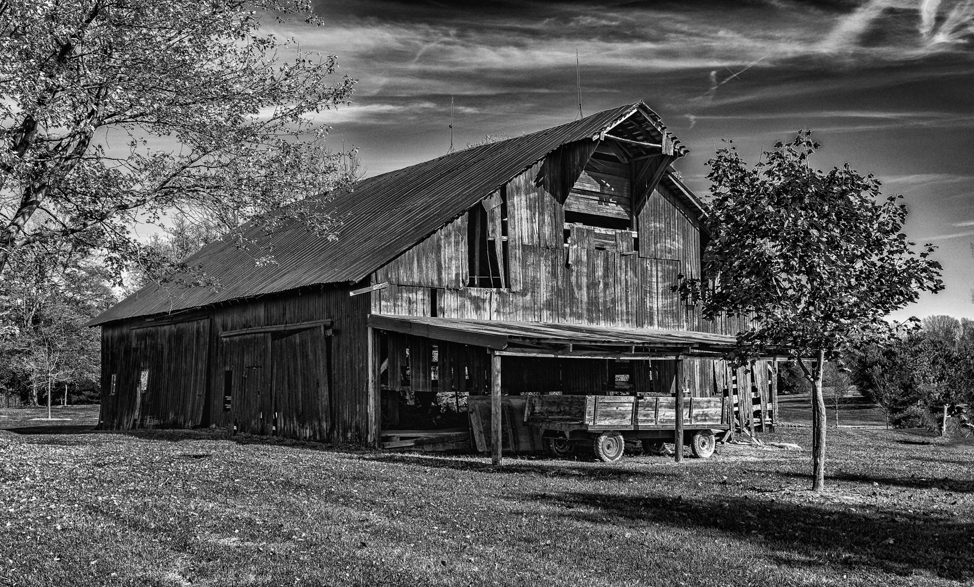 Barn In Black And White