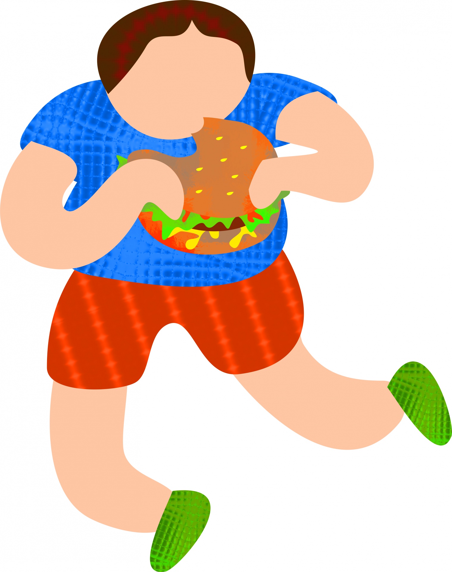 Boy eating a burger.