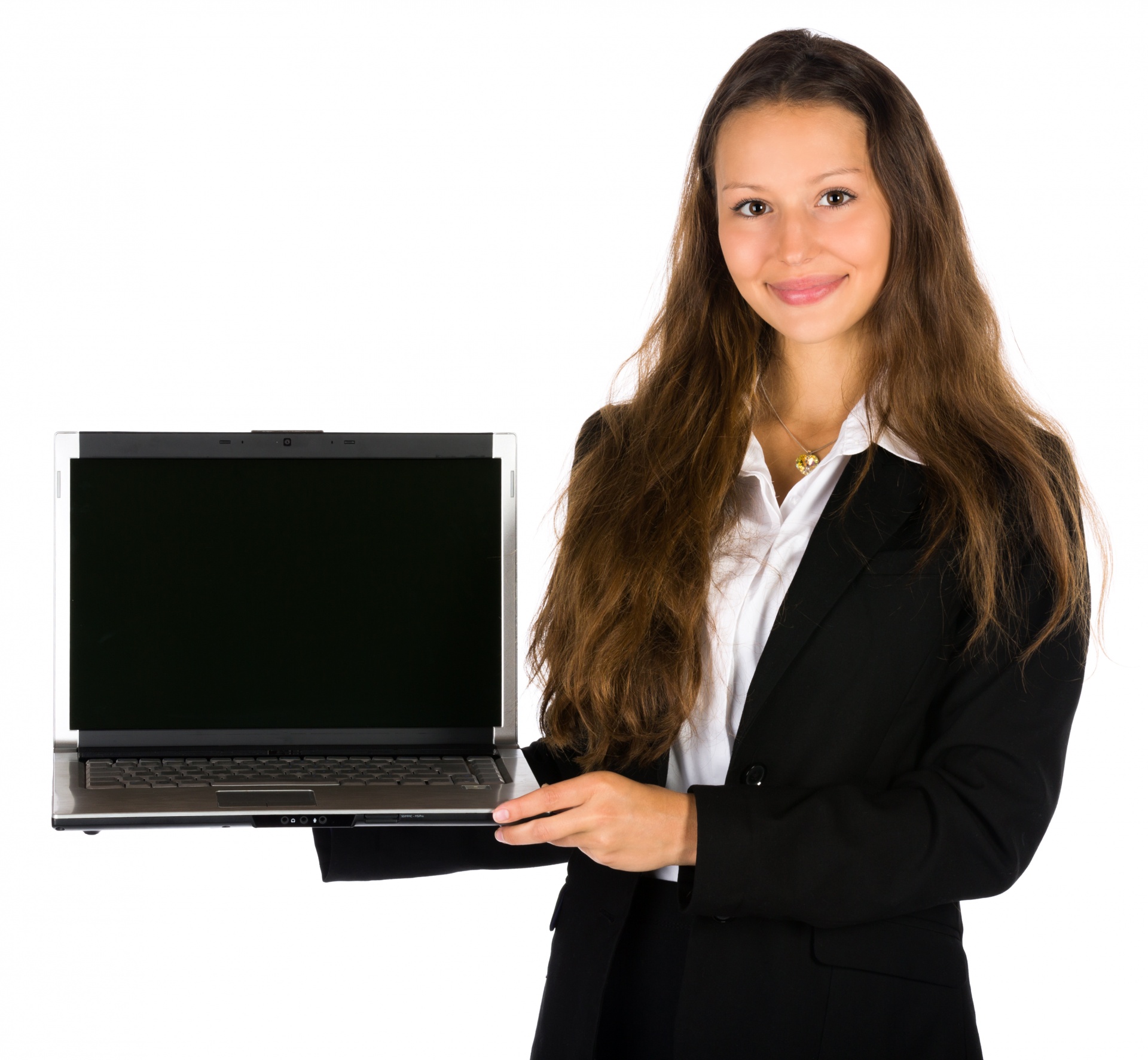 Young busineswoman holding a laptop