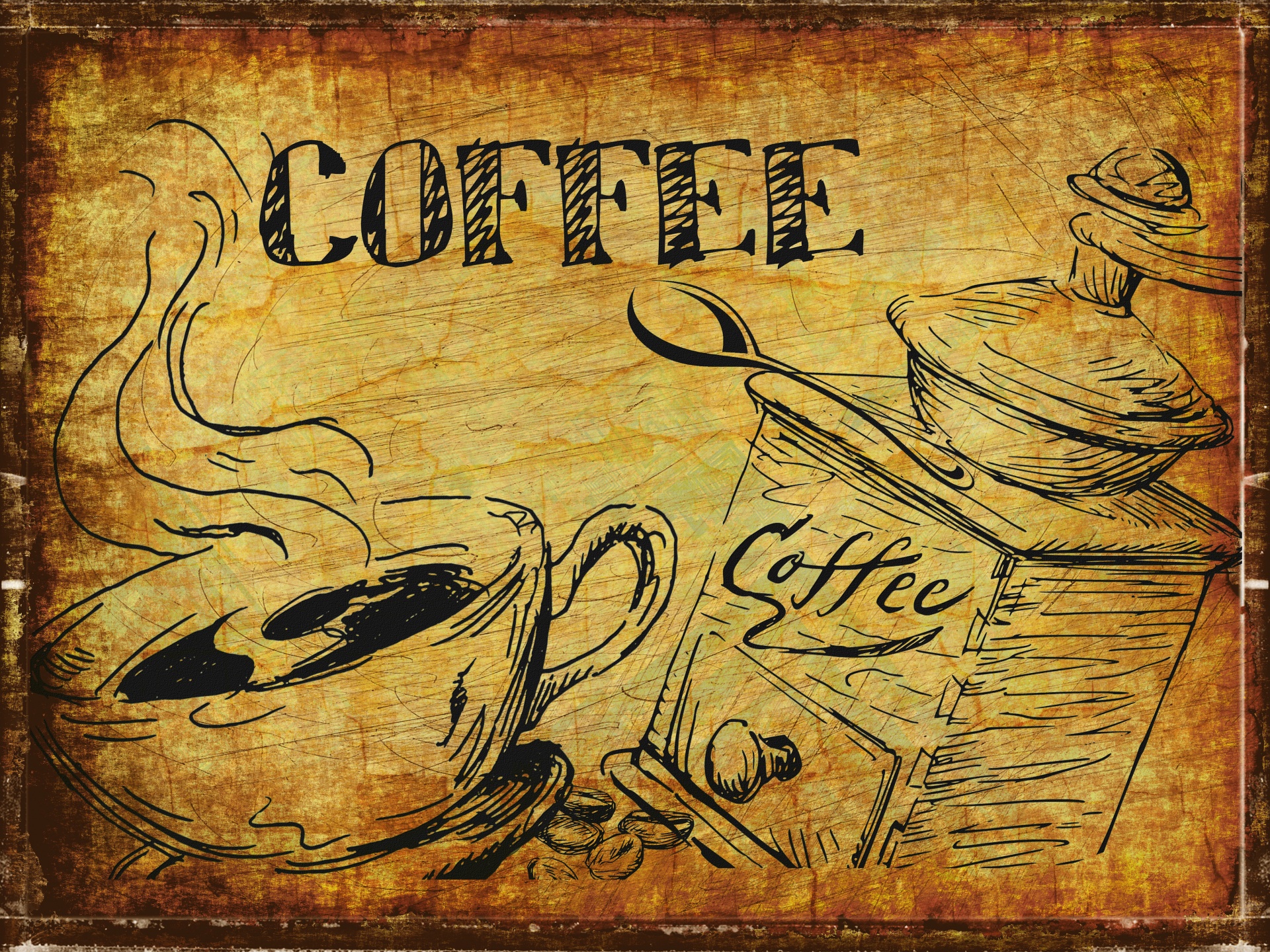 Vintage sign for coffee