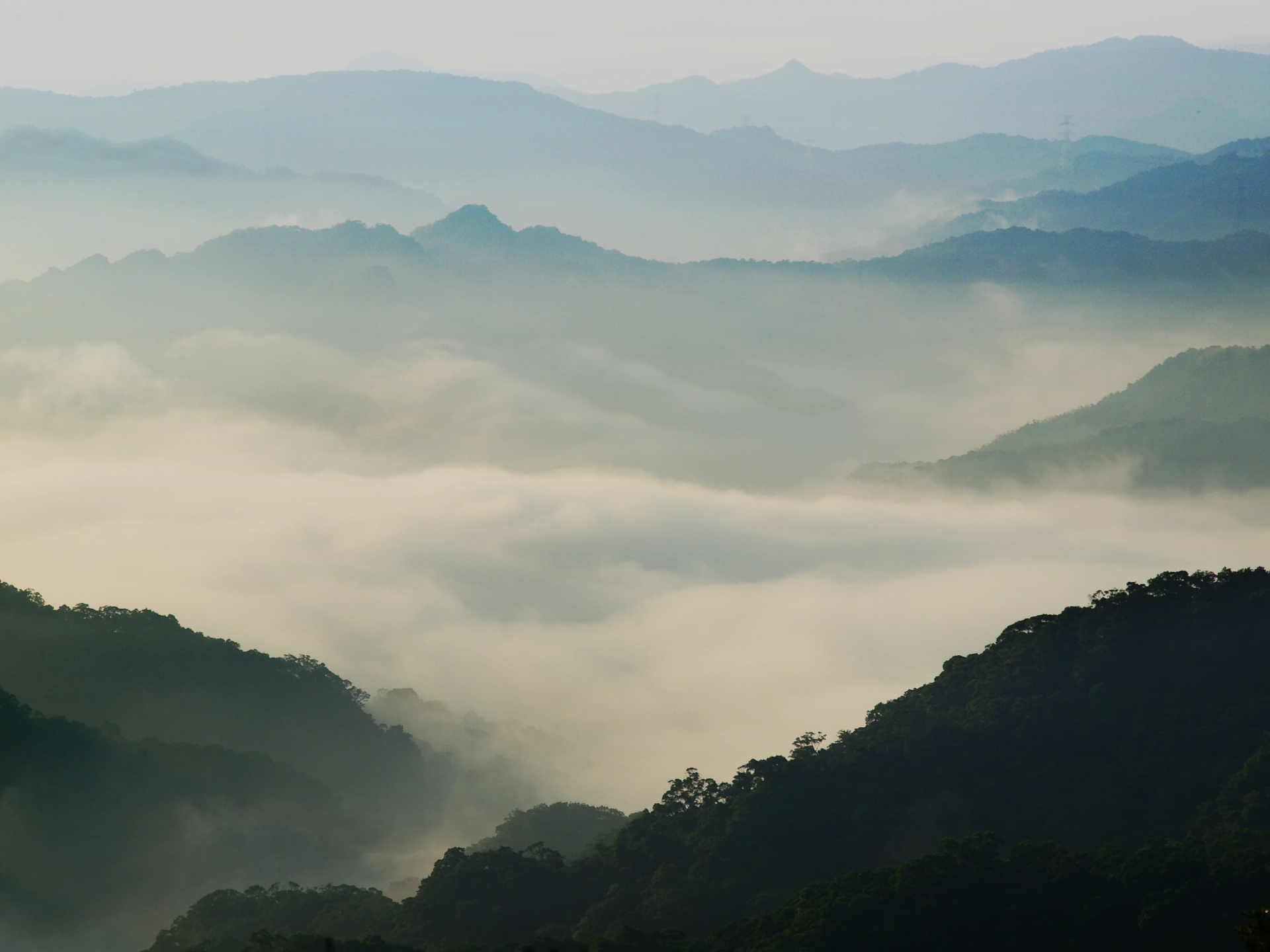 Misty mountain valleys, New Taipei, Taiwan, 2016
