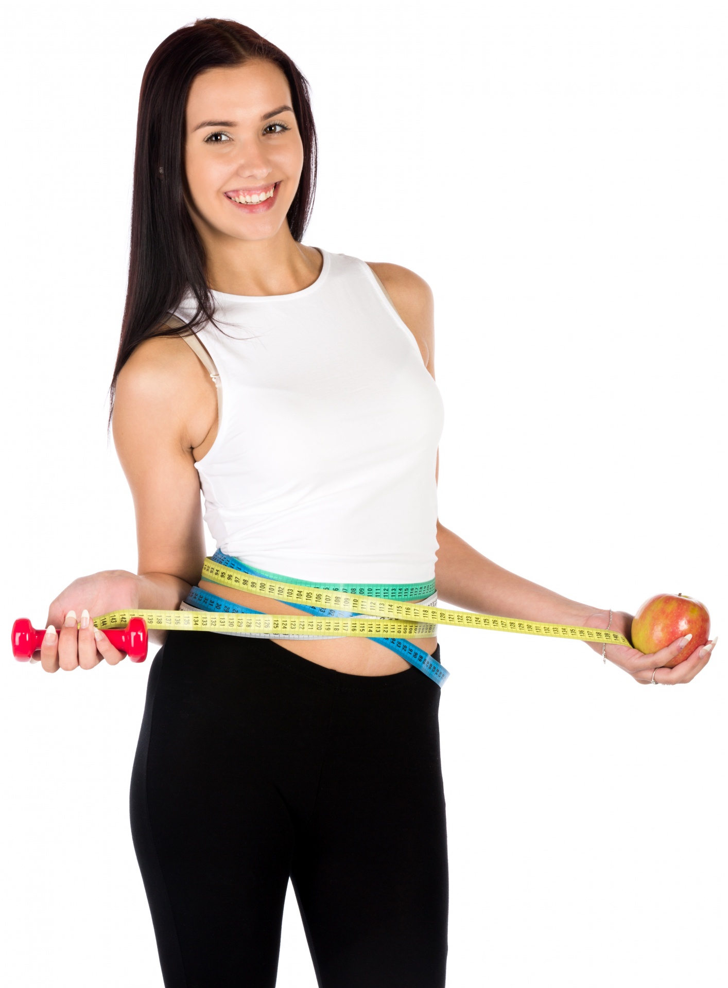 Young fit woman with a tape measure