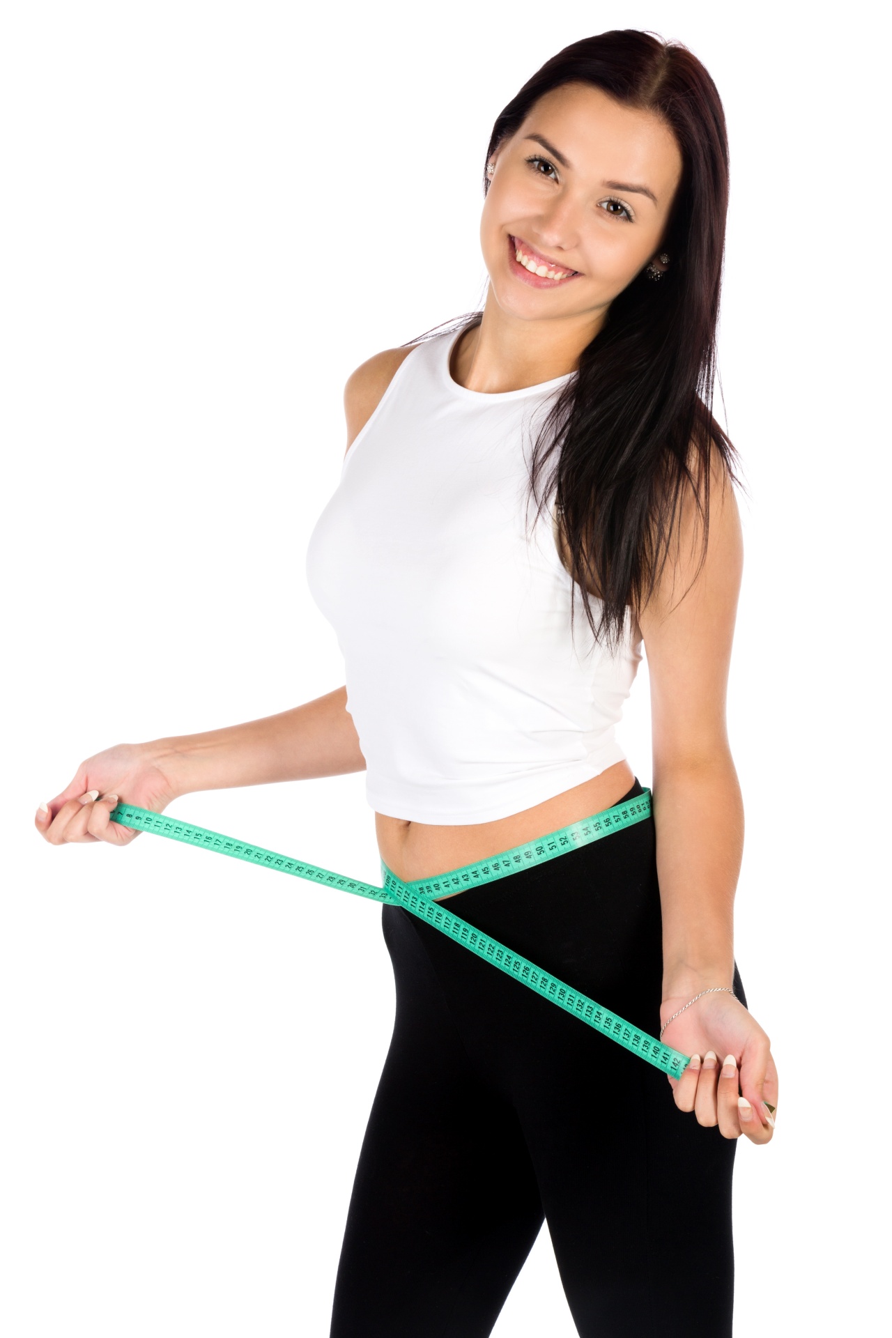 Young fit woman with a tape measure
