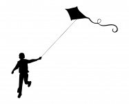 Boy Flying Kite Silhouette