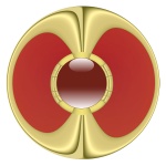 Gold Red Glassy Button