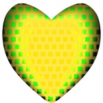 Yellow Heart With Green Squares