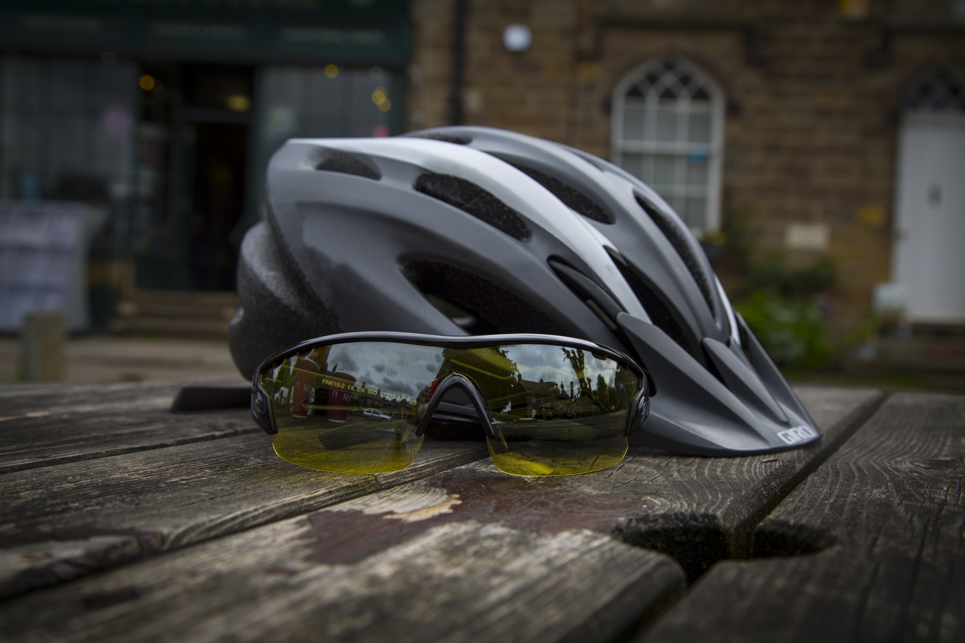 Bike Helmet And Sport Sunglass