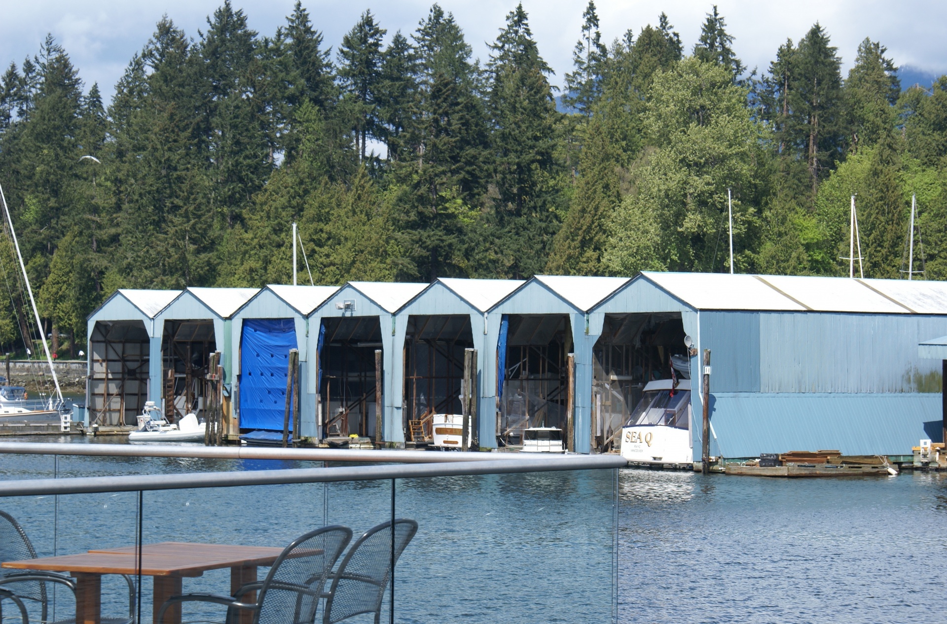 Blue Boathouses At Coal Harbour
