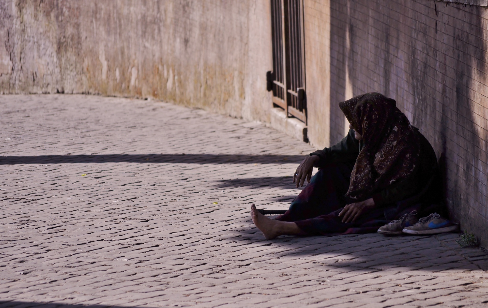 Begging woman in the streets