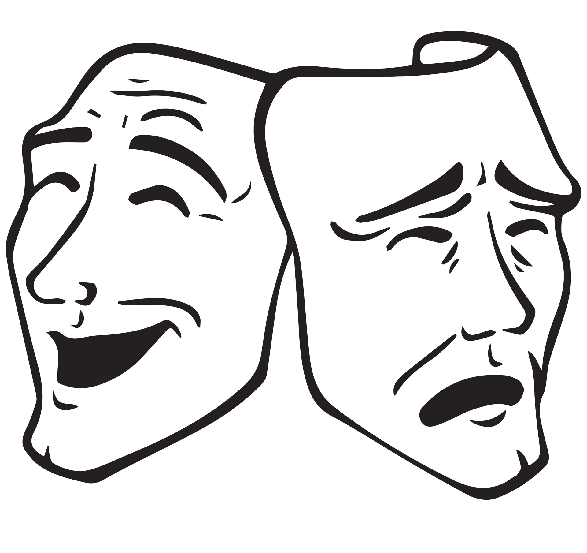Black and White artwork for Theater Drama Masks