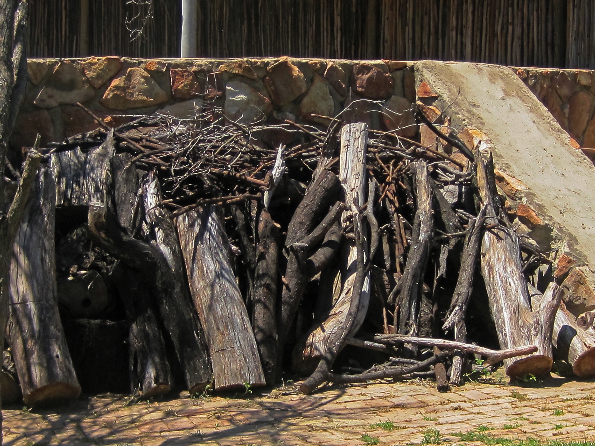 Firewood Stacked Against A Wall