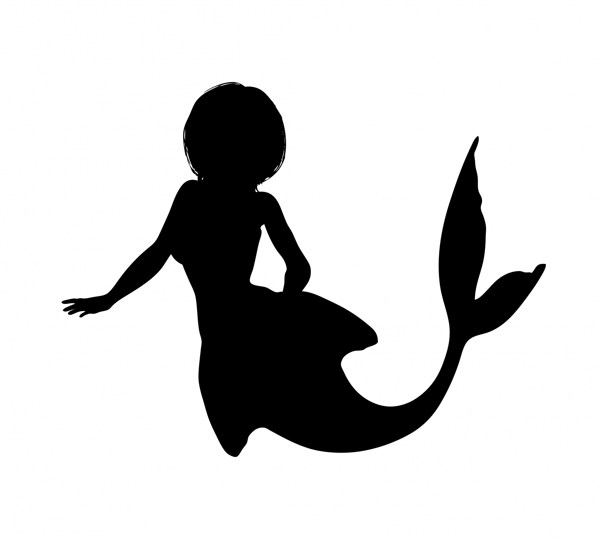 Black silhouette of a mermaid