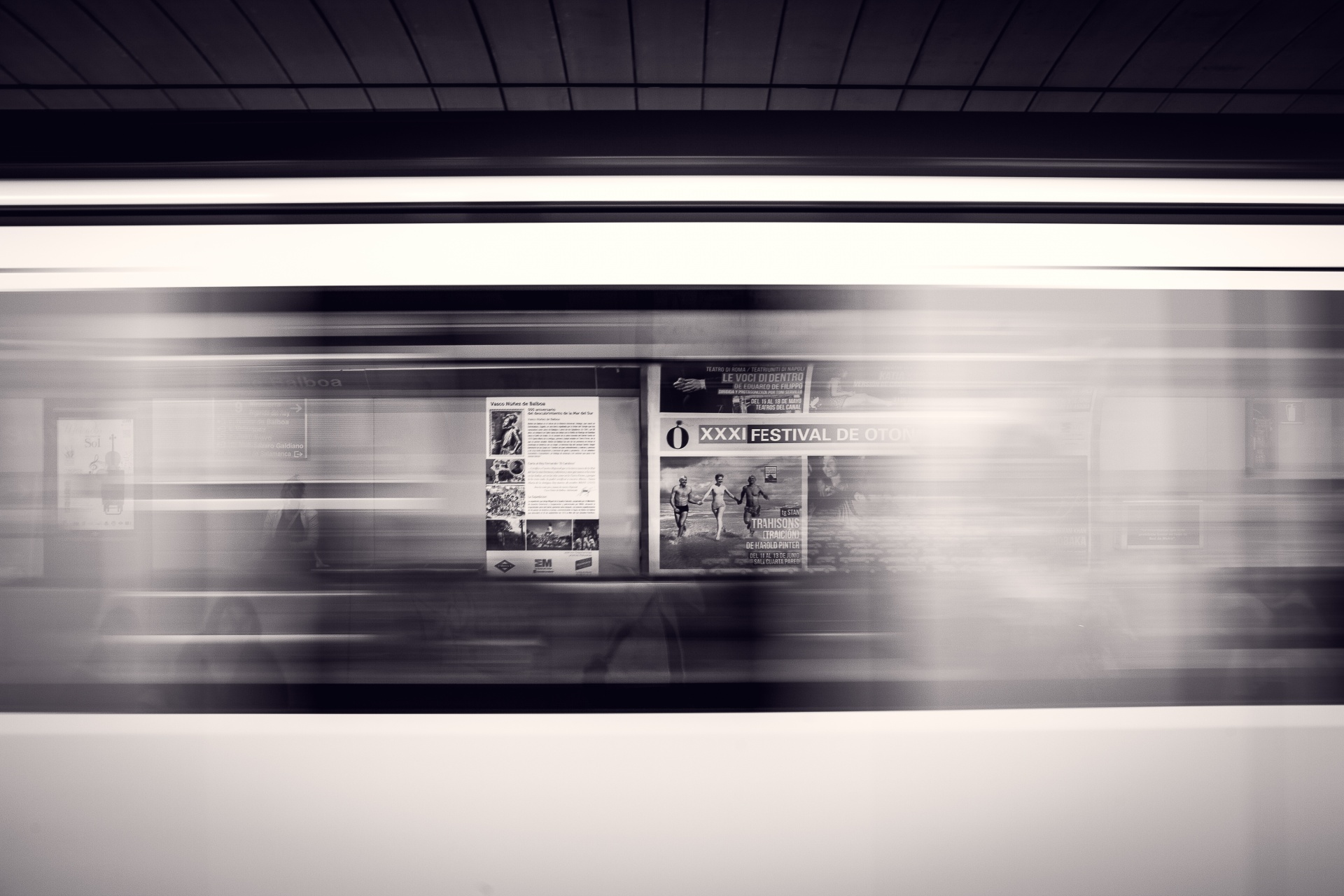 Subway train in a motion blur