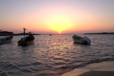 Fisher Boats At Sunset