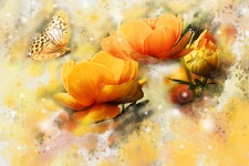 Flower And Butterfly Watercolor