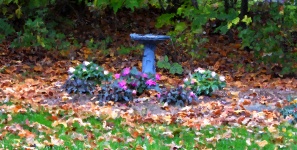 Impressionist Autumn Birdbath