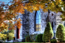Stone Church In Autumn Setting