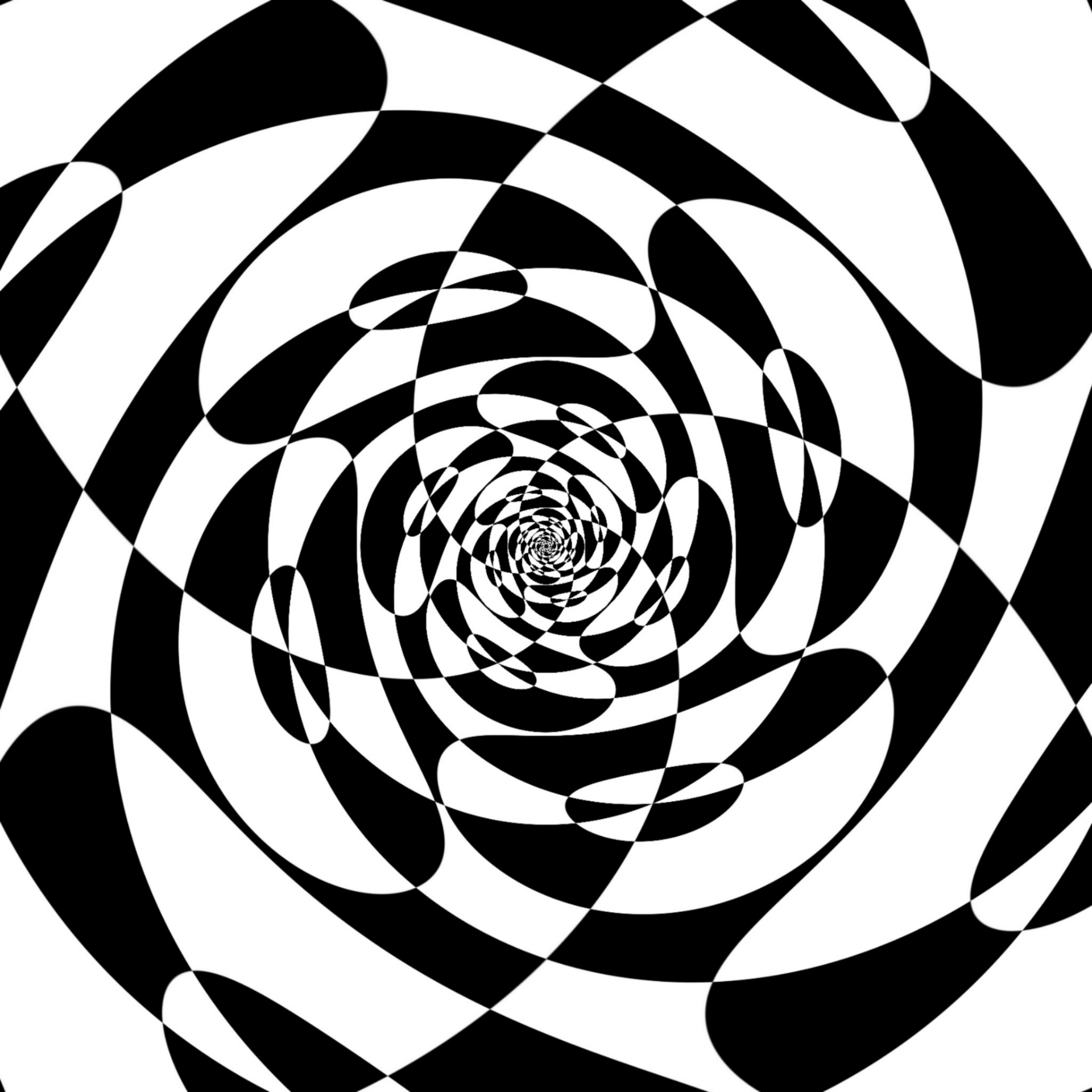 drawing of a black spiral on white background