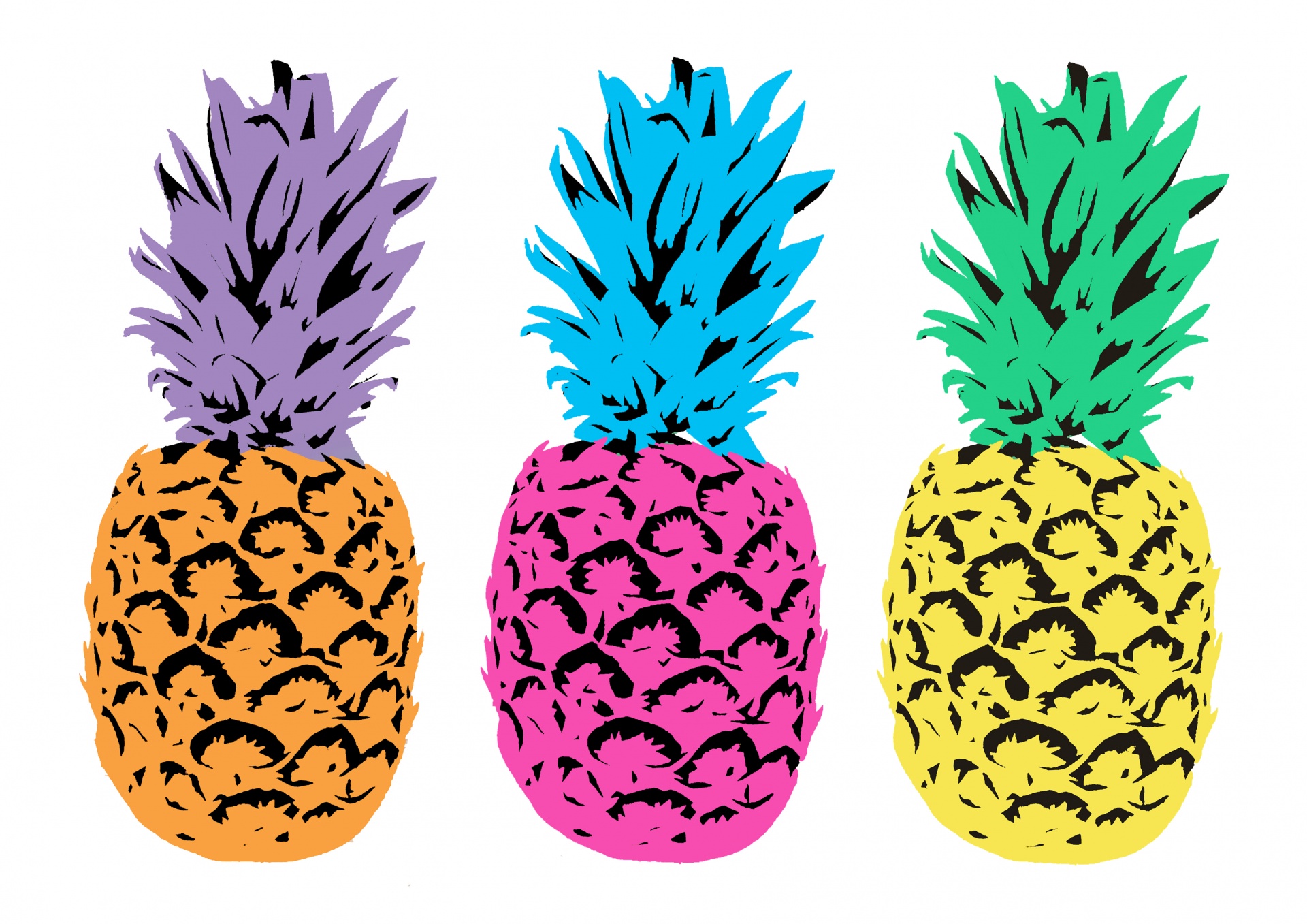 Vibrant color pineapples background