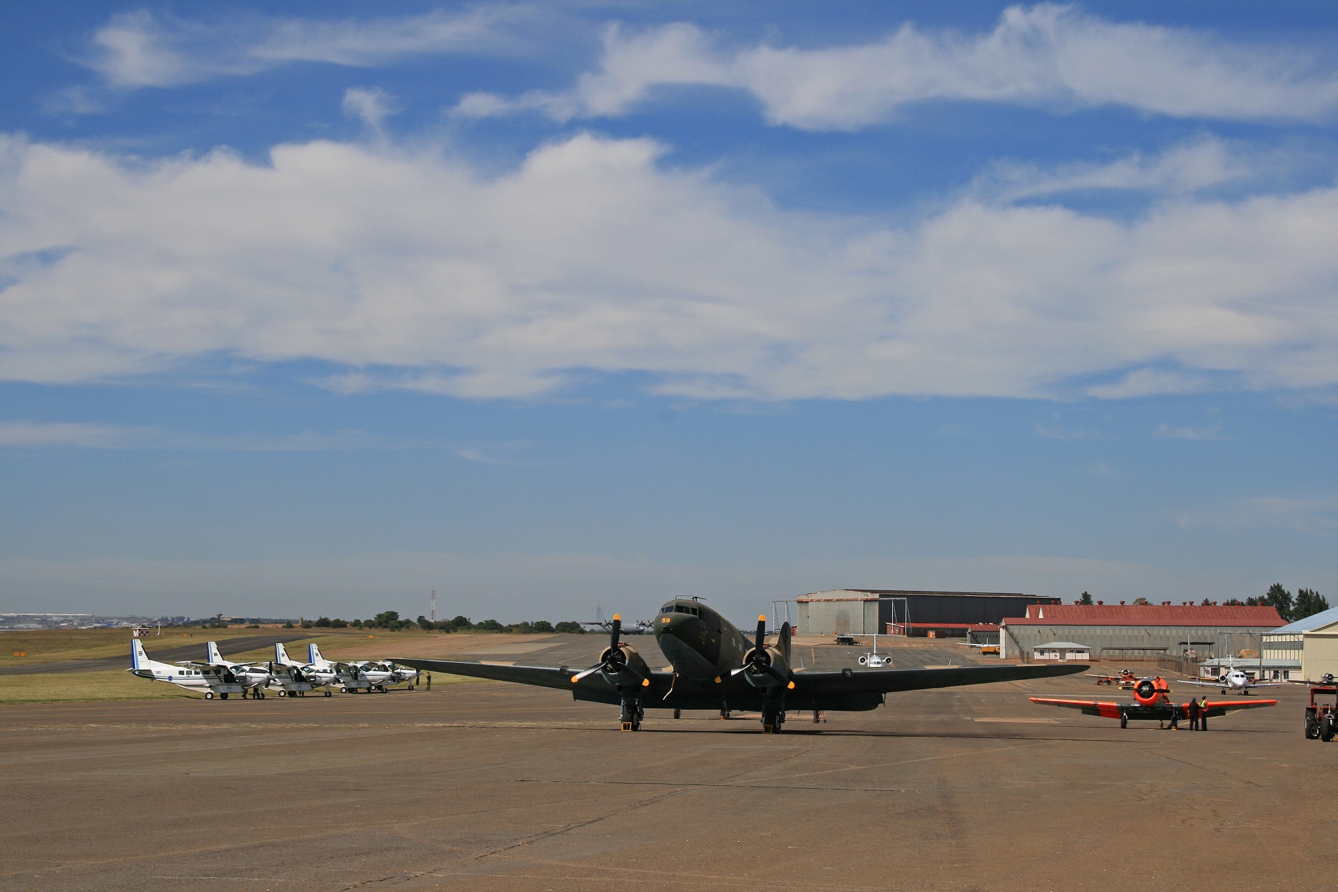 dakota c-47 and other aircraft on the flightline