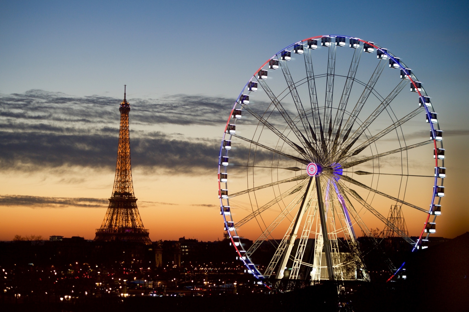 Eiffel Tower And Ferris Wheel